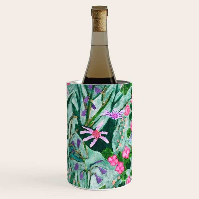 Flower garden hand painted floral pattern Wine Chiller Gallery Image 1