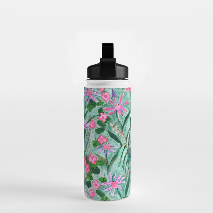 Flower garden hand painted floral pattern Water Bottle Gallery Image 2