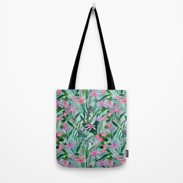 Flower garden hand painted floral pattern Tote Bag Gallery Image 2