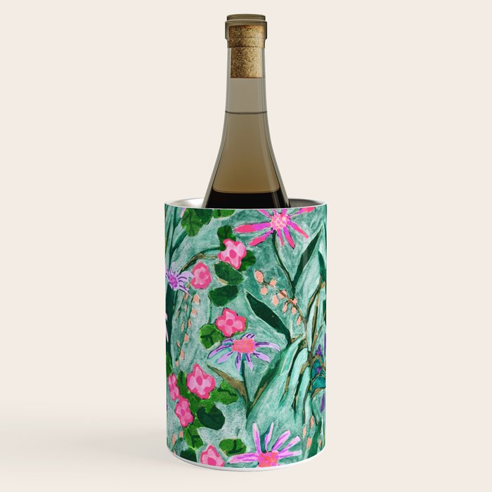 Flower garden hand painted floral pattern Wine Chiller Gallery Image 3