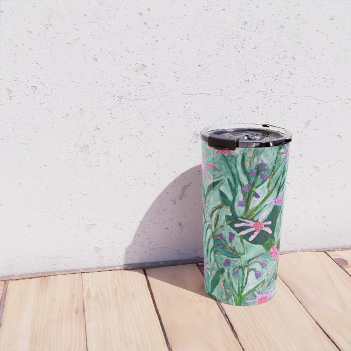 Flower garden hand painted floral pattern Travel Mug Gallery Image 4
