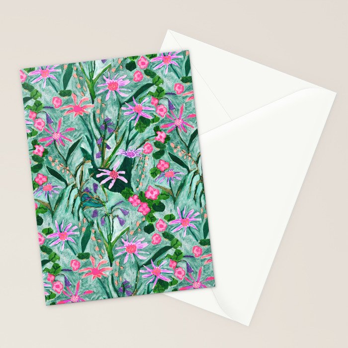 Flower garden hand painted floral pattern Stationery Card Gallery Image 2