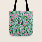 Flower garden hand painted floral pattern Tote Bag Gallery Image 1