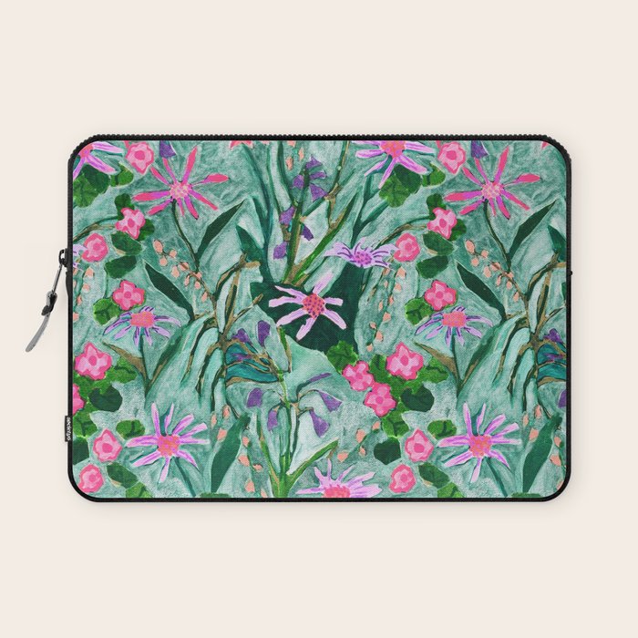 Flower garden hand painted floral pattern Laptop Sleeve Gallery Image 1