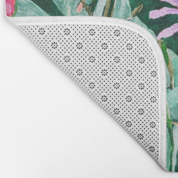 Flower garden hand painted floral pattern Bath Mat Gallery Image 2