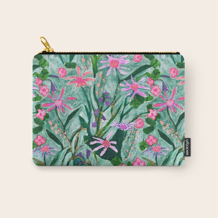 Flower garden hand painted floral pattern Carry All Pouch Gallery Image 1