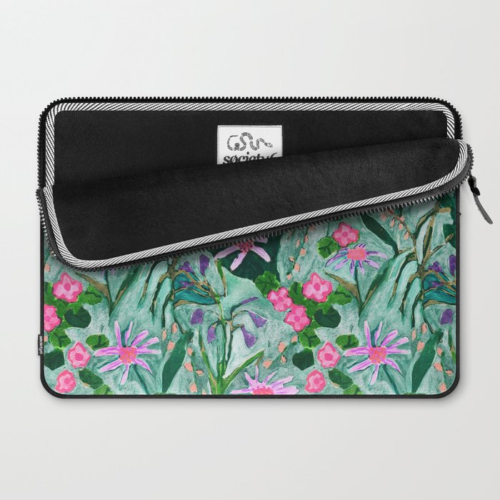 Flower garden hand painted floral pattern Laptop Sleeve Gallery Image 2