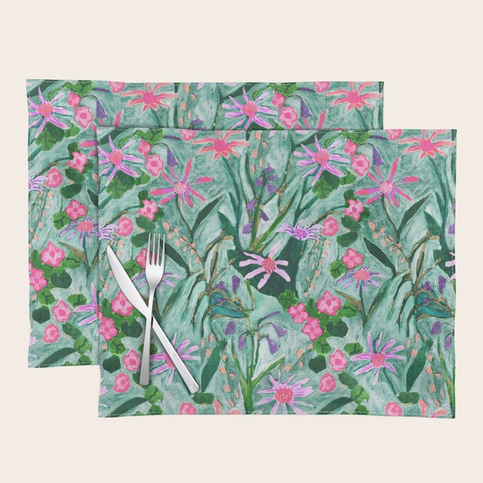 Flower garden hand painted floral pattern Placemat Gallery Image 1