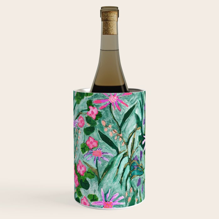 Flower garden hand painted floral pattern Wine Chiller Gallery Image 2