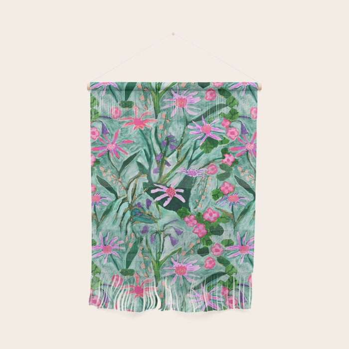 Flower garden hand painted floral pattern Wall Hanging Gallery Image 1