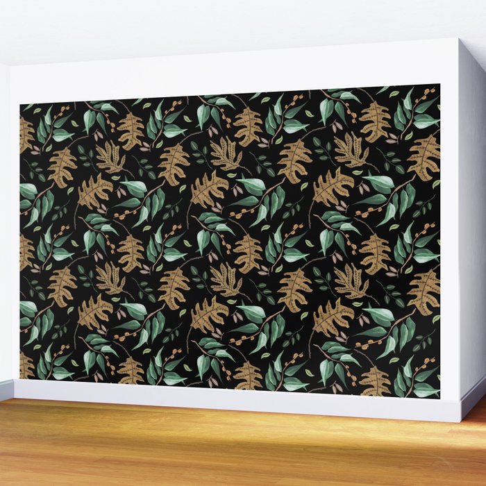 Fall of fall leaves dark Wall Mural Gallery Image 2
