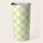 Textured Plaid pattern sage and white Travel Mug Gallery Image 3