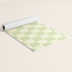 Textured Plaid pattern sage and white Yoga Mat Gallery Image 2