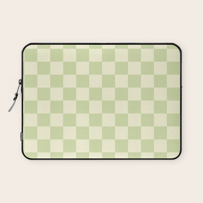 Textured Plaid pattern sage and white Laptop Sleeve Gallery Image 1