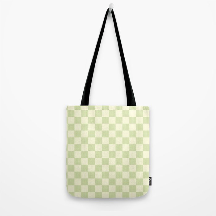 Textured Plaid pattern sage and white Tote Bag Gallery Image 2