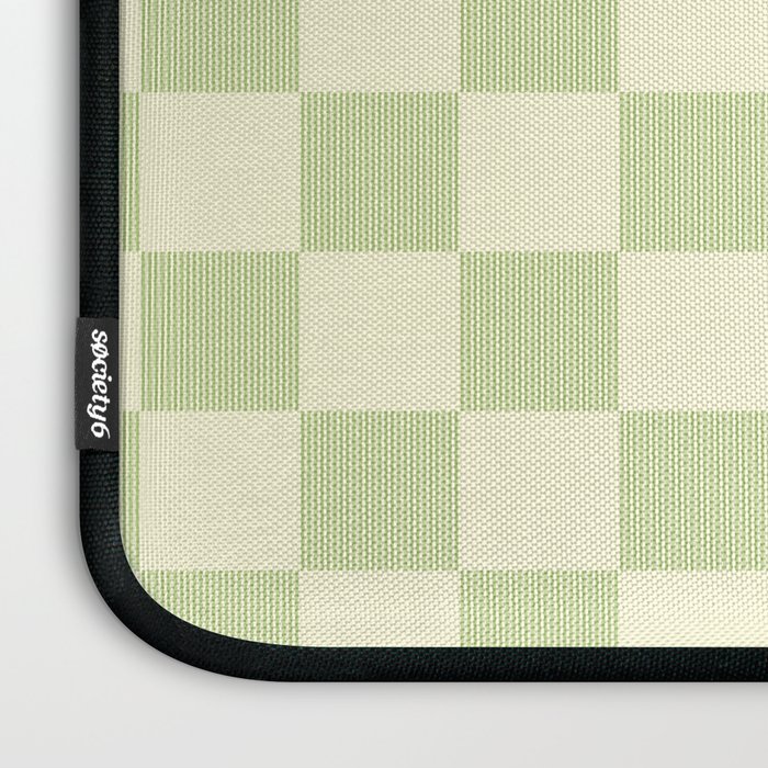 Textured Plaid pattern sage and white Laptop Sleeve Gallery Image 3
