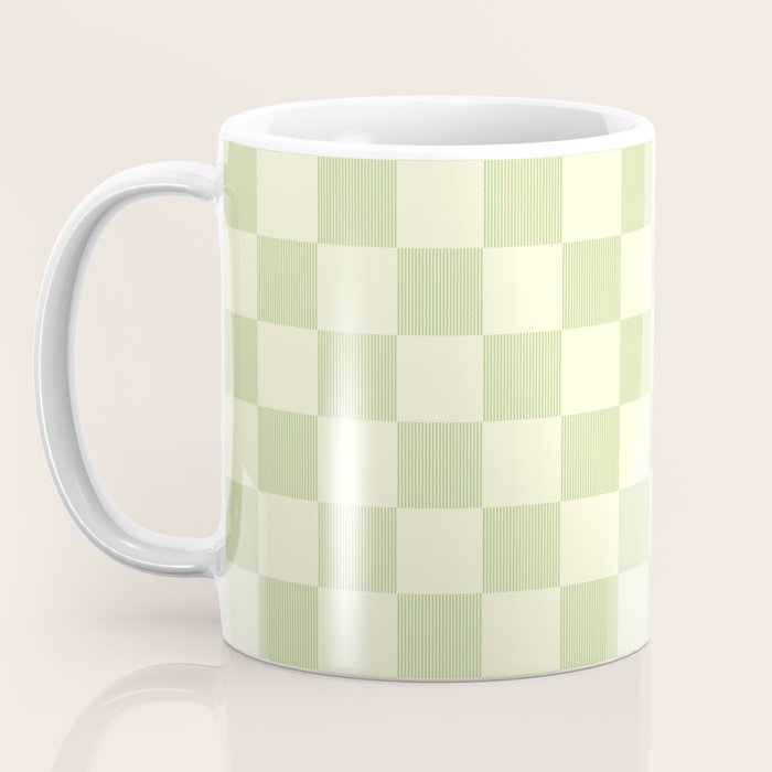 Textured Plaid pattern sage and white Coffee Mug Gallery Image 3