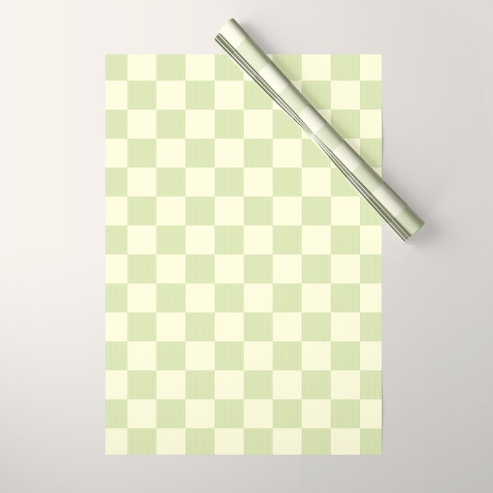 Textured Plaid pattern sage and white Wrapping Paper Gallery Image 1