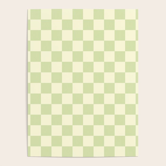 Textured Plaid pattern sage and white Poster Gallery Image 1