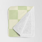 Textured Plaid pattern sage and white Throw Blanket Gallery Image 3