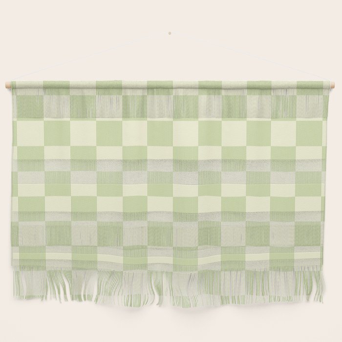 Textured Plaid pattern sage and white Wall Hanging Gallery Image 1