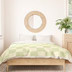 Textured Plaid pattern sage and white Duvet Cover Gallery Image 3