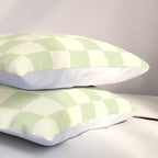 Textured Plaid pattern sage and white Pillow Sham Gallery Image 3