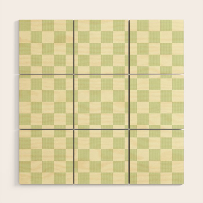 Textured Plaid pattern sage and white Wood Wall Art Gallery Image 1
