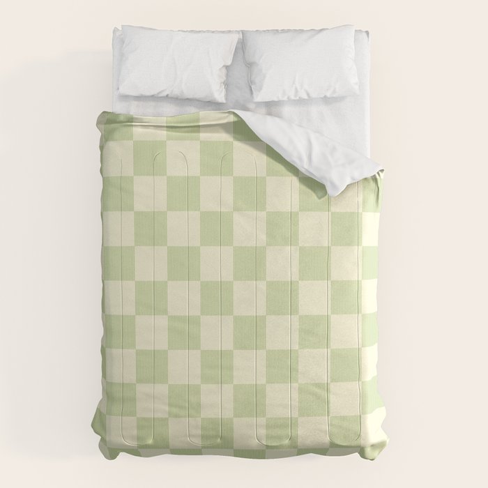 Textured Plaid pattern sage and white Comforter Gallery Image 6
