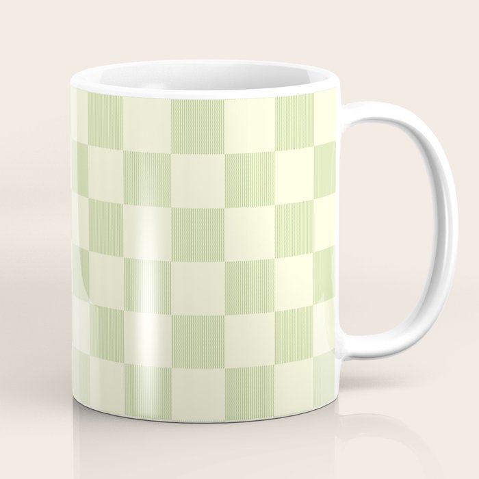 Textured Plaid pattern sage and white Coffee Mug Gallery Image 1