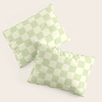 Textured Plaid pattern sage and white Pillow Sham Gallery Image 3