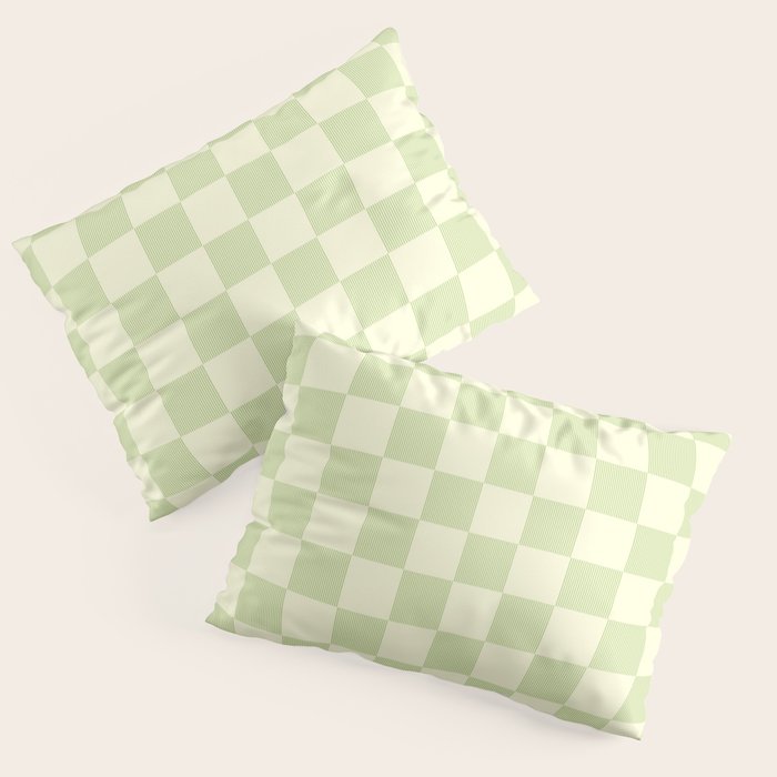 Textured Plaid pattern sage and white Pillow Sham Gallery Image 3