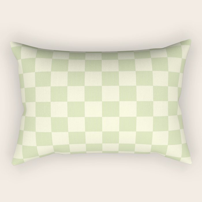 Textured Plaid pattern sage and white Rectangular Pillow Gallery Image 1