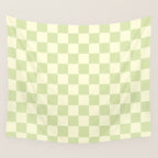 Textured Plaid pattern sage and white Wall Tapestry Gallery Image 4