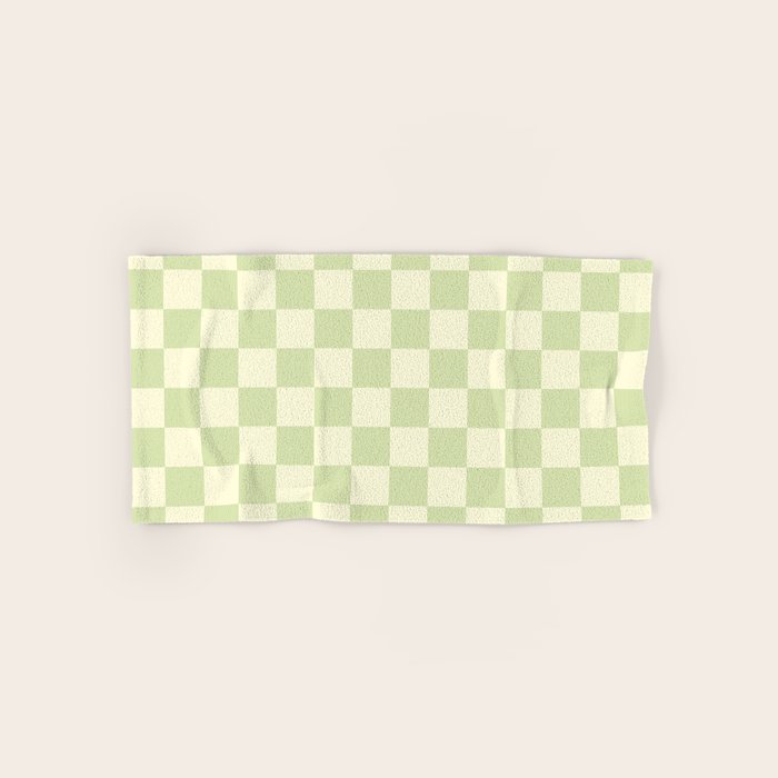 Textured Plaid pattern sage and white Bath Towel Gallery Image 1