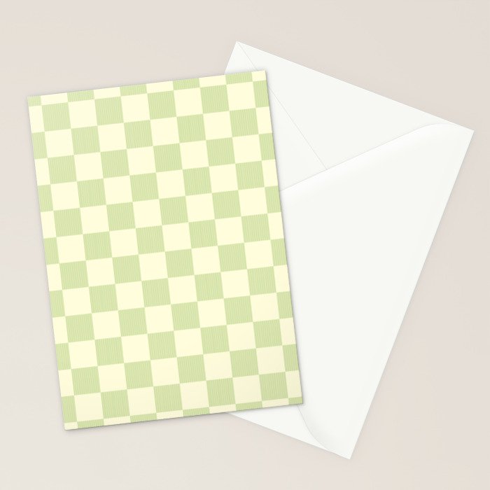 Textured Plaid pattern sage and white Stationery Card Gallery Image 2