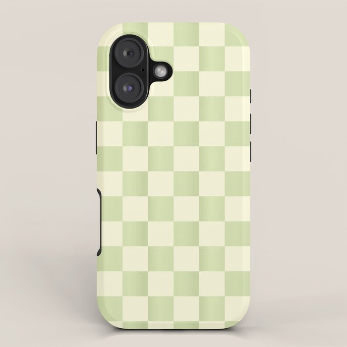 Textured Plaid pattern sage and white iPhone Case Gallery Image 1