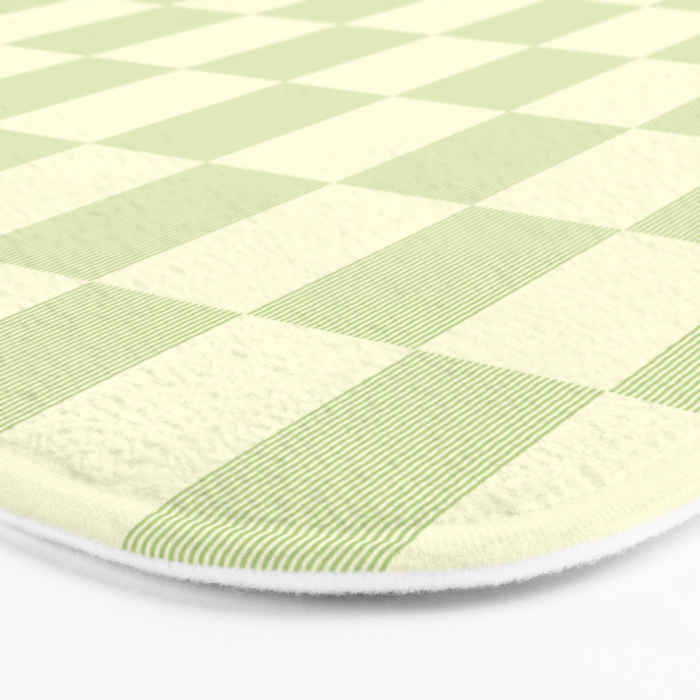 Textured Plaid pattern sage and white Bath Mat Gallery Image 3