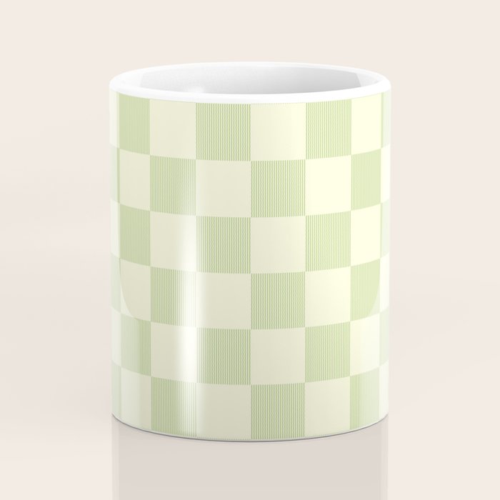 Textured Plaid pattern sage and white Coffee Mug Gallery Image 4