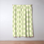 Textured Plaid pattern sage and white Window Curtain Gallery Image 3
