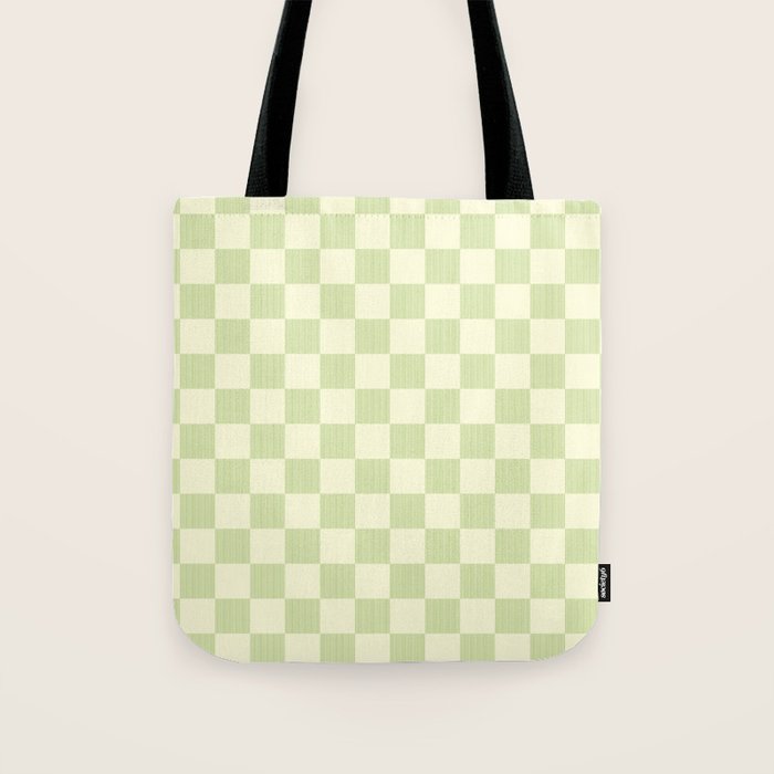 Textured Plaid pattern sage and white Tote Bag Gallery Image 1