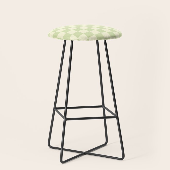 Textured Plaid pattern sage and white Stool Gallery Image 1