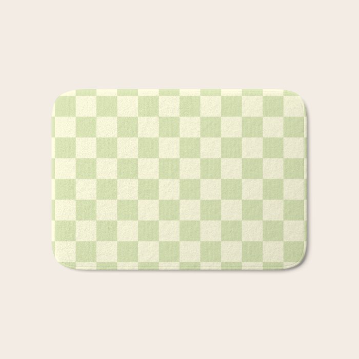 Textured Plaid pattern sage and white Bath Mat Gallery Image 1