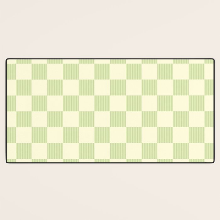 Textured Plaid pattern sage and white Desk Mat Gallery Image 3