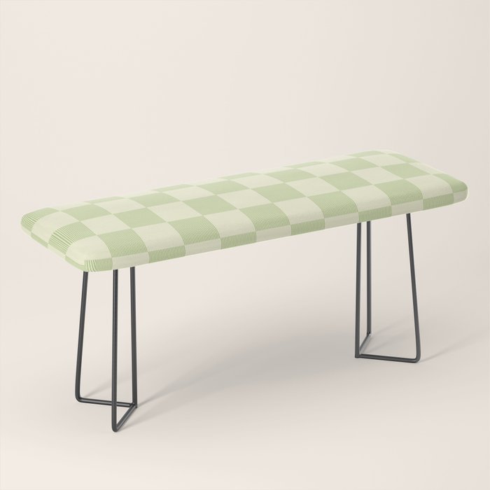 Textured Plaid pattern sage and white Bench Gallery Image 1