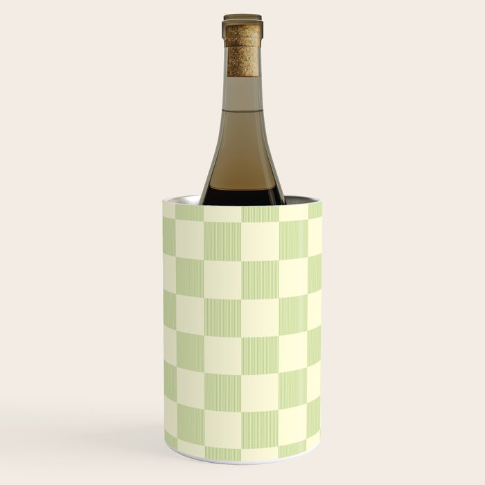 Textured Plaid pattern sage and white Wine Chiller Gallery Image 1