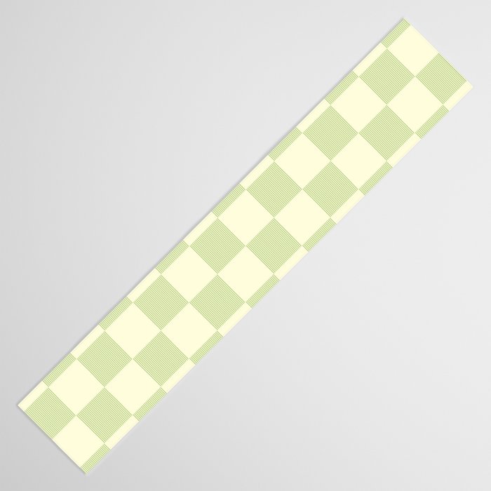 Textured Plaid pattern sage and white Table Runner Gallery Image 3