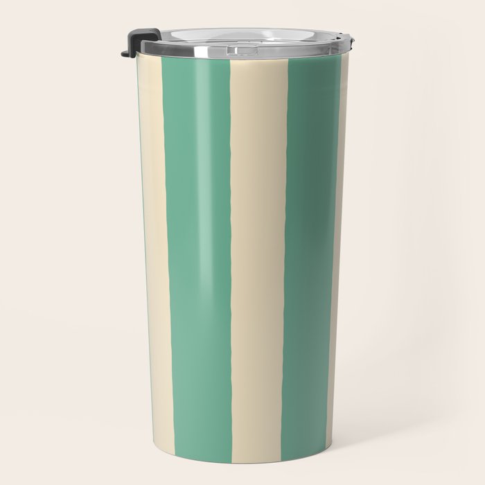 Simple Stripes Pattern - Light Green Travel Mug Gallery Image 3