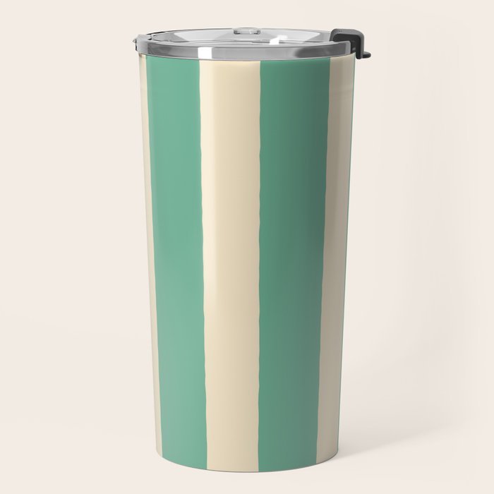 Simple Stripes Pattern - Light Green Travel Mug Gallery Image 2