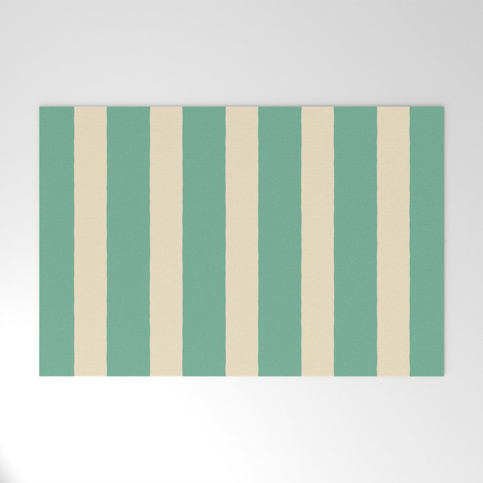Simple Stripes Pattern - Light Green Welcome Mat Gallery Image 1